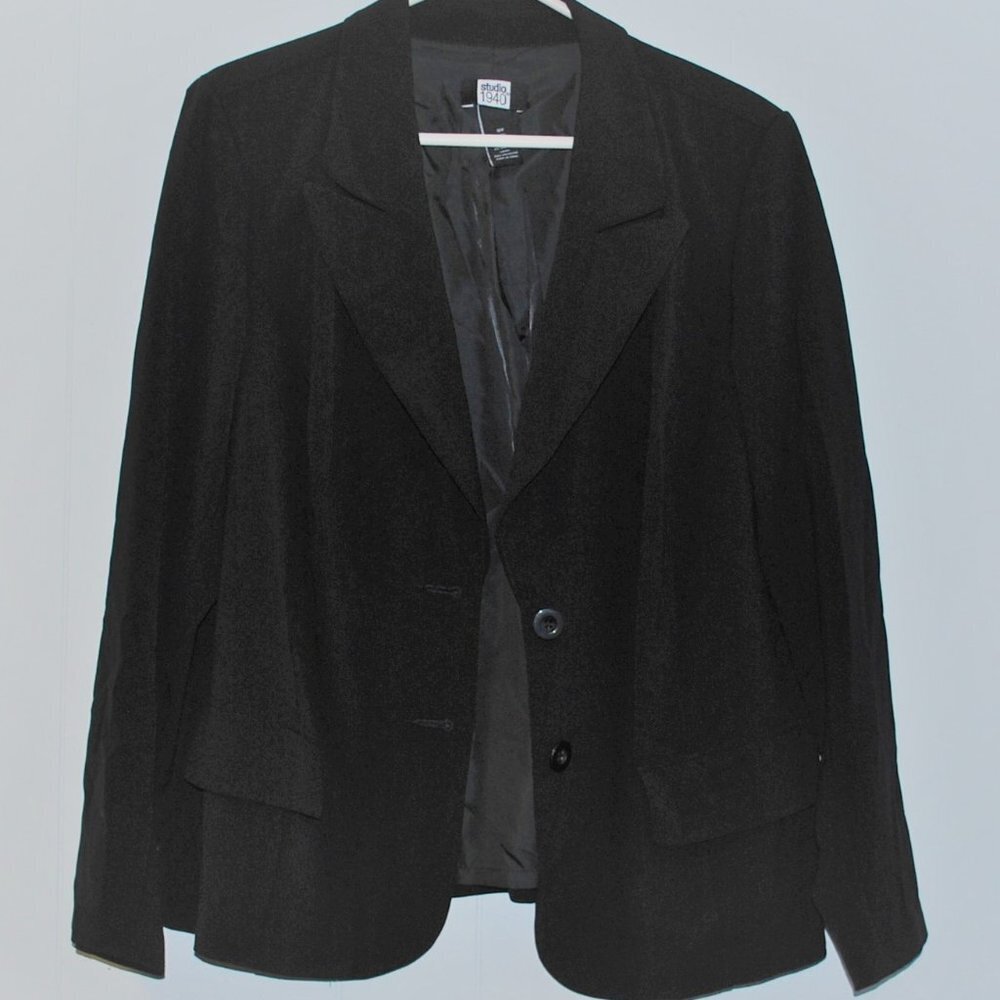 Studio 1940 Blazer Dress Jacket Black Size 16W